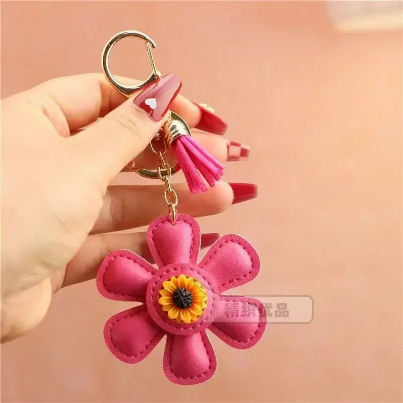 Sunflower Bag Charm Leather