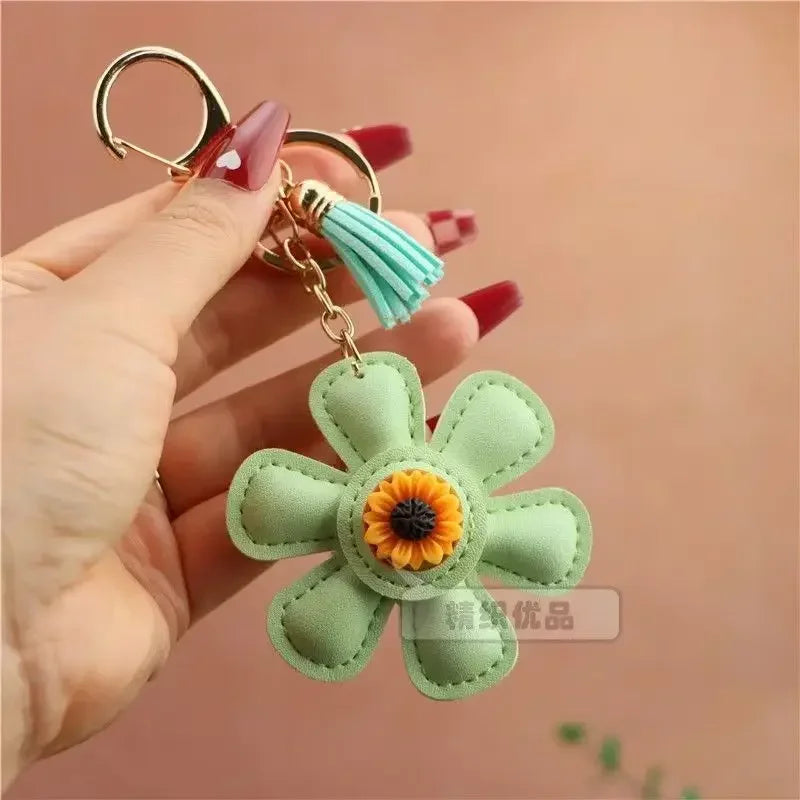 Sunflower Bag Charm Leather