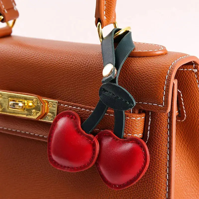 Bag Charm Cherries Leather