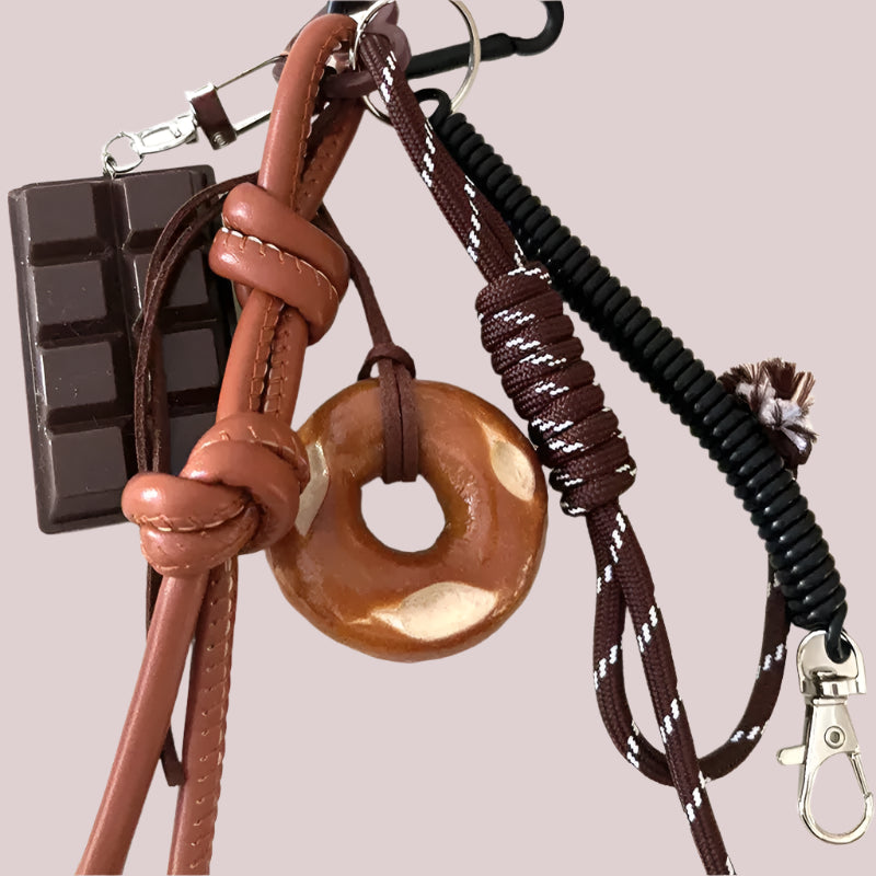 Handmade Leather Bagel Bag Charm