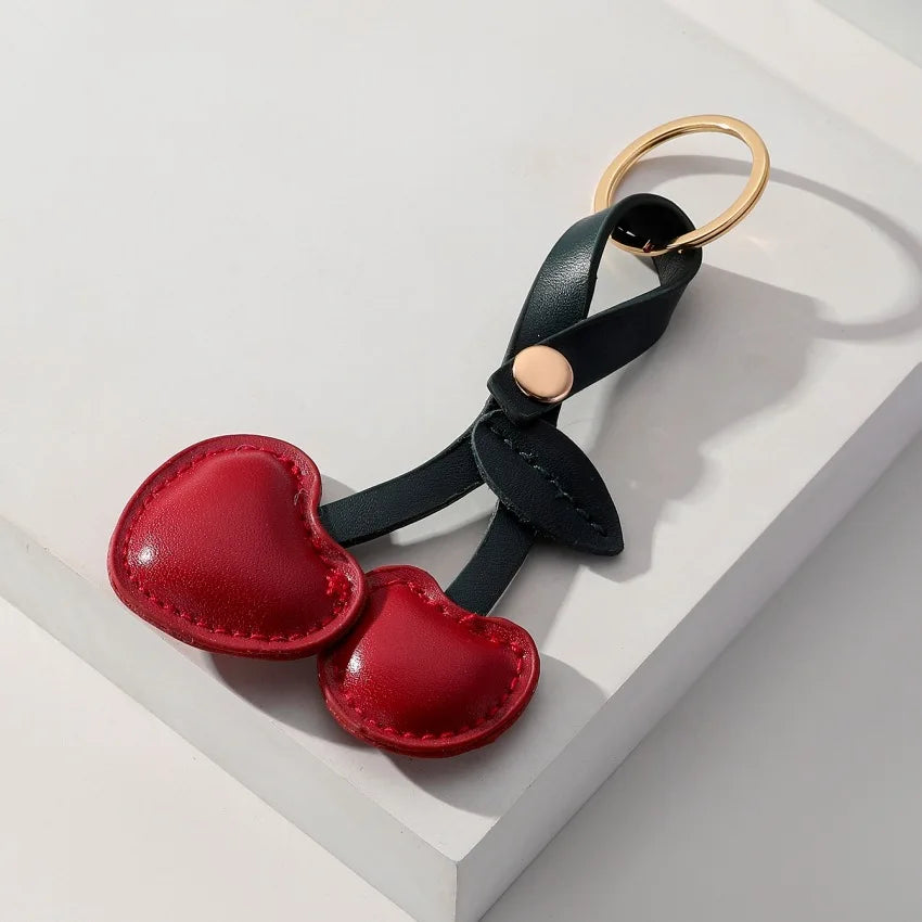 Bag Charm Cherries Leather
