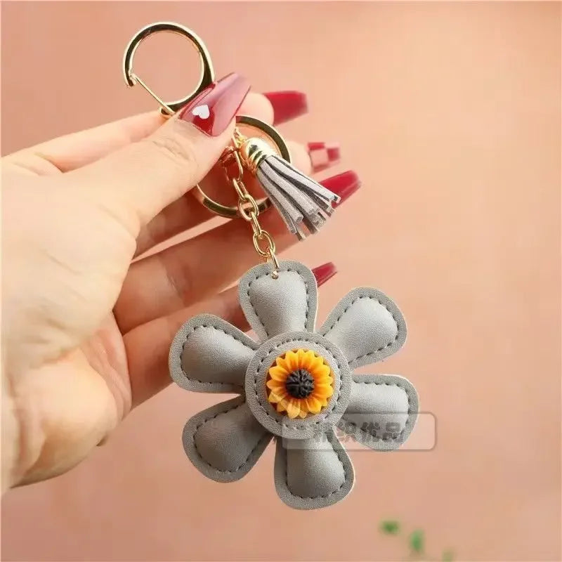 Sunflower Bag Charm Leather