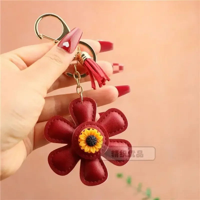 Sunflower Bag Charm Leather