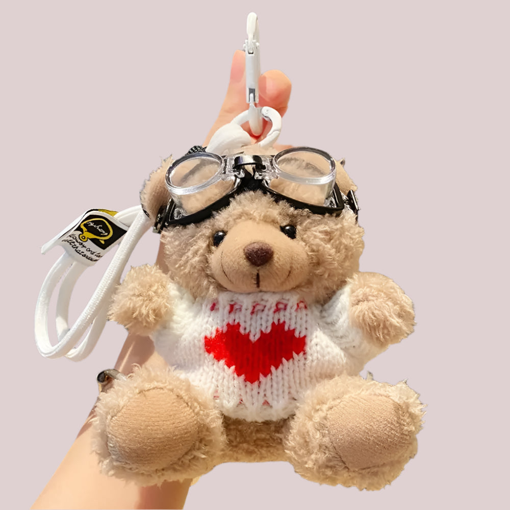 Teddy Bear Heart Bag Charm