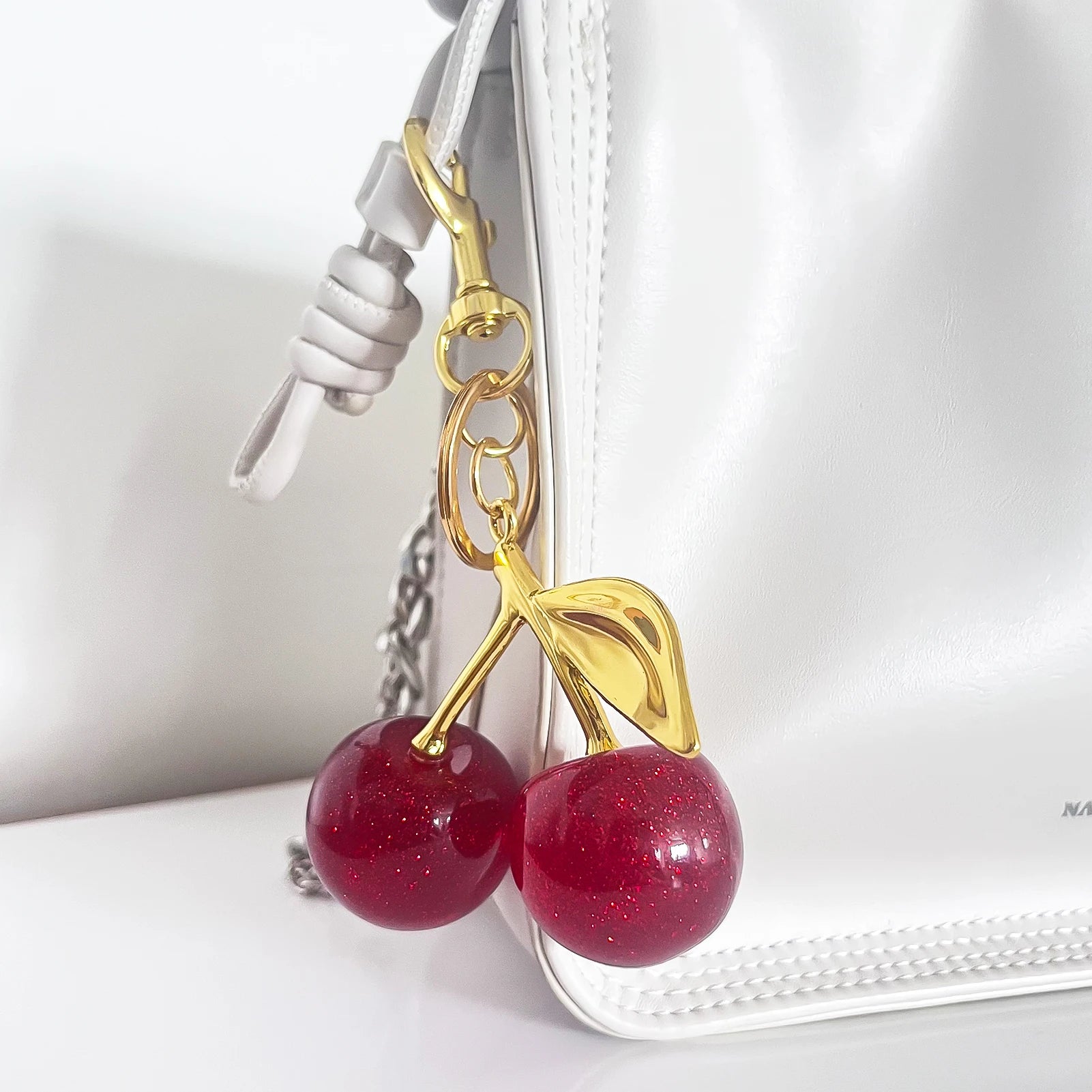 Handmade Gold Cherry Bag Charm