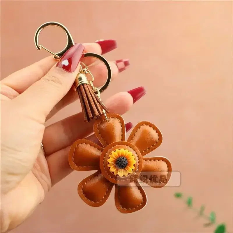 Sunflower Bag Charm Leather