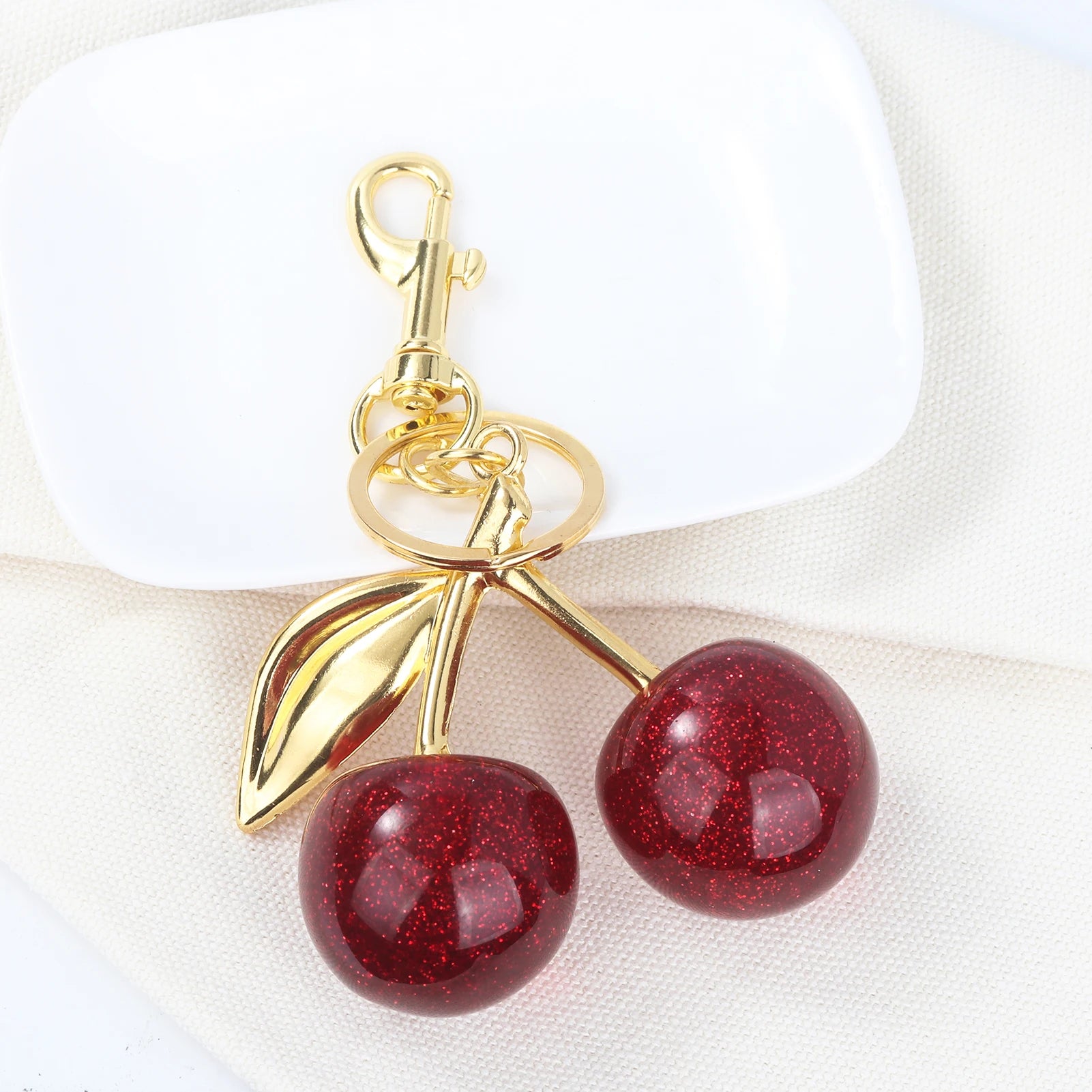 Handmade Gold Cherry Bag Charm