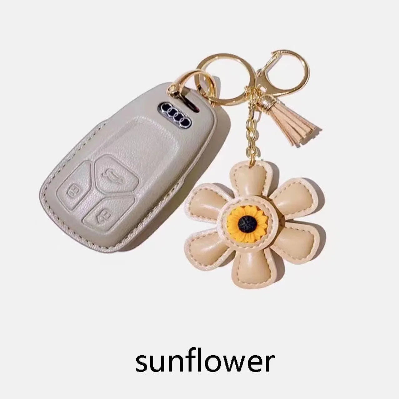 Sunflower Bag Charm Leather