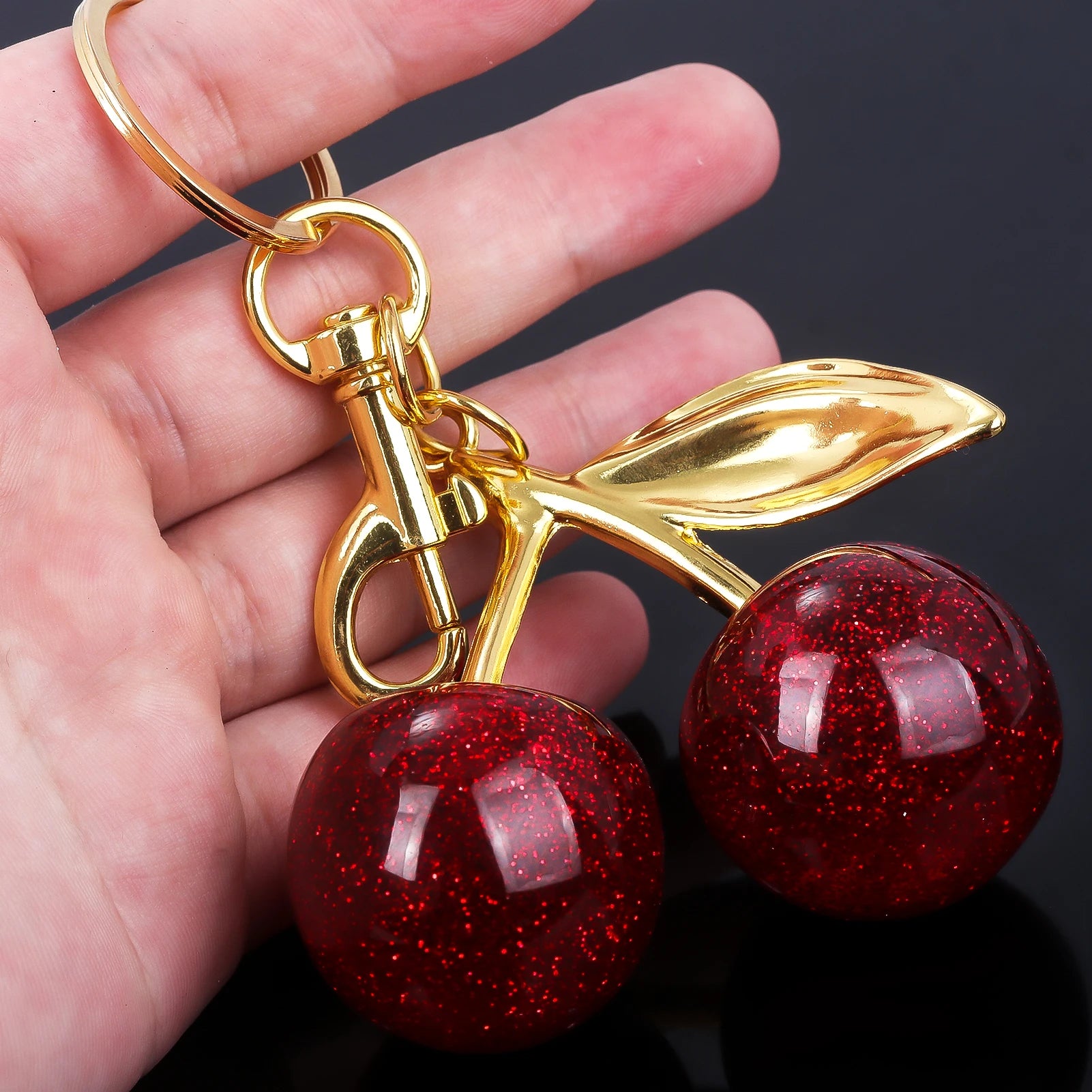 Handmade Gold Cherry Bag Charm