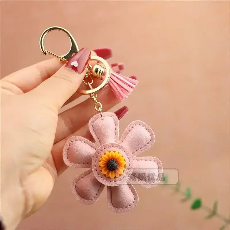 Sunflower Bag Charm Leather