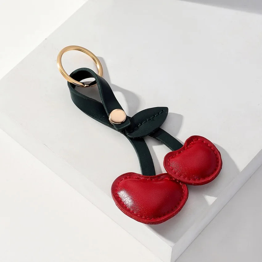 Bag Charm Cherries Leather