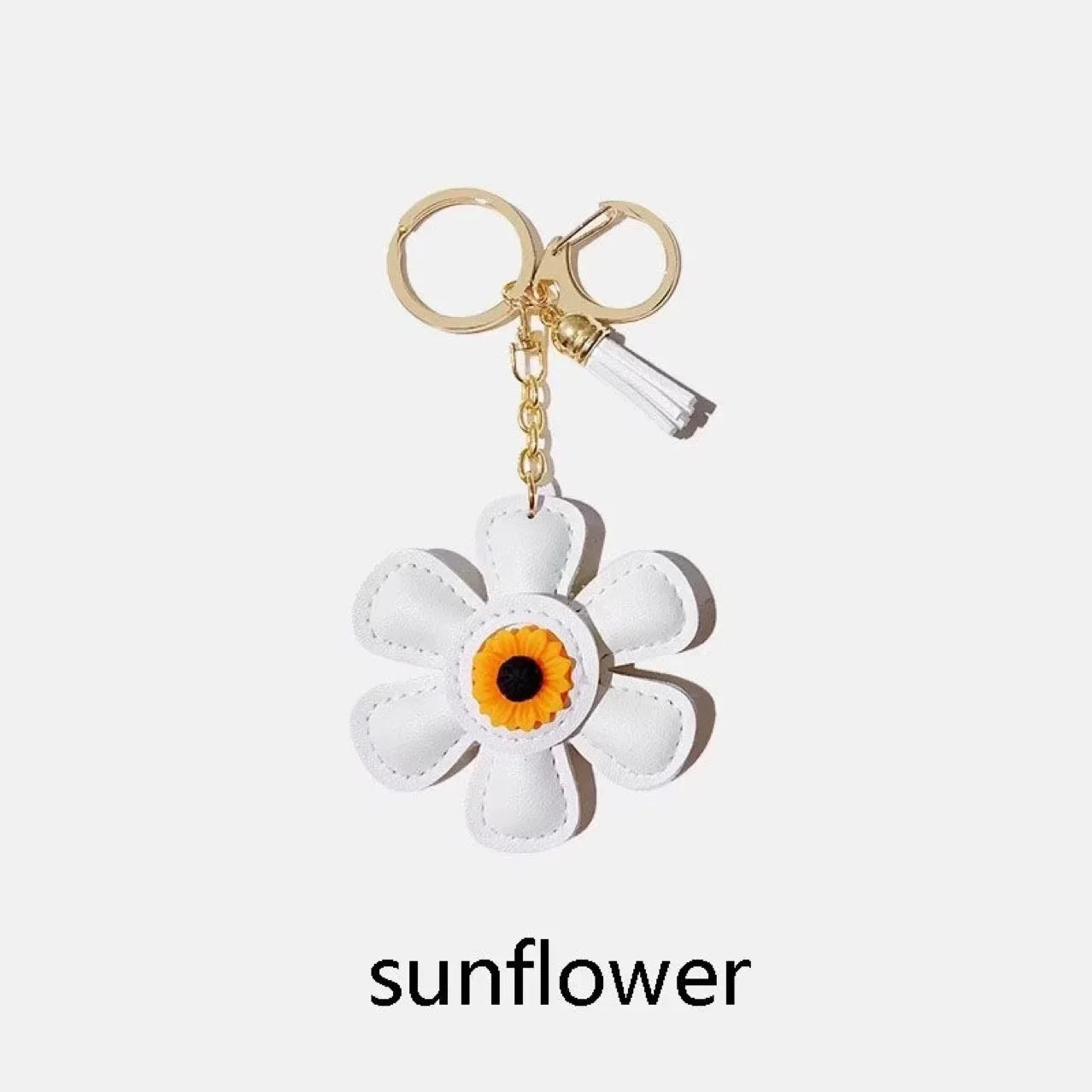 Sunflower Bag Charm Leather