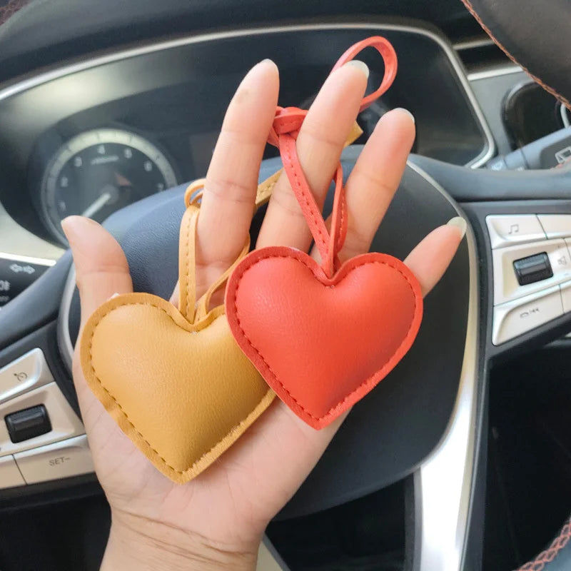 Handmade Heart Leather Bag Charm