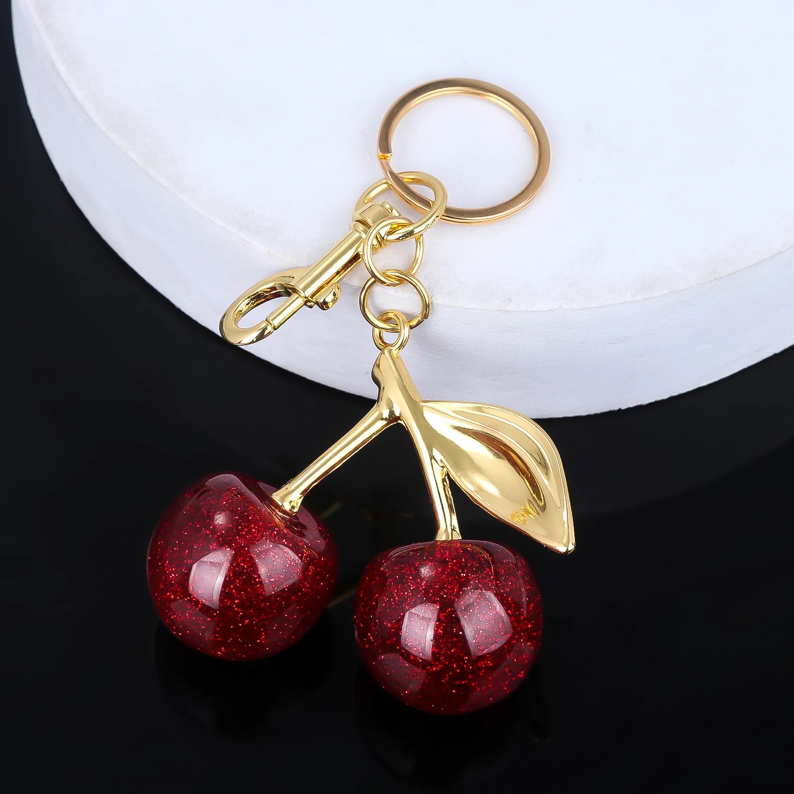 Handmade Gold Cherry Bag Charm