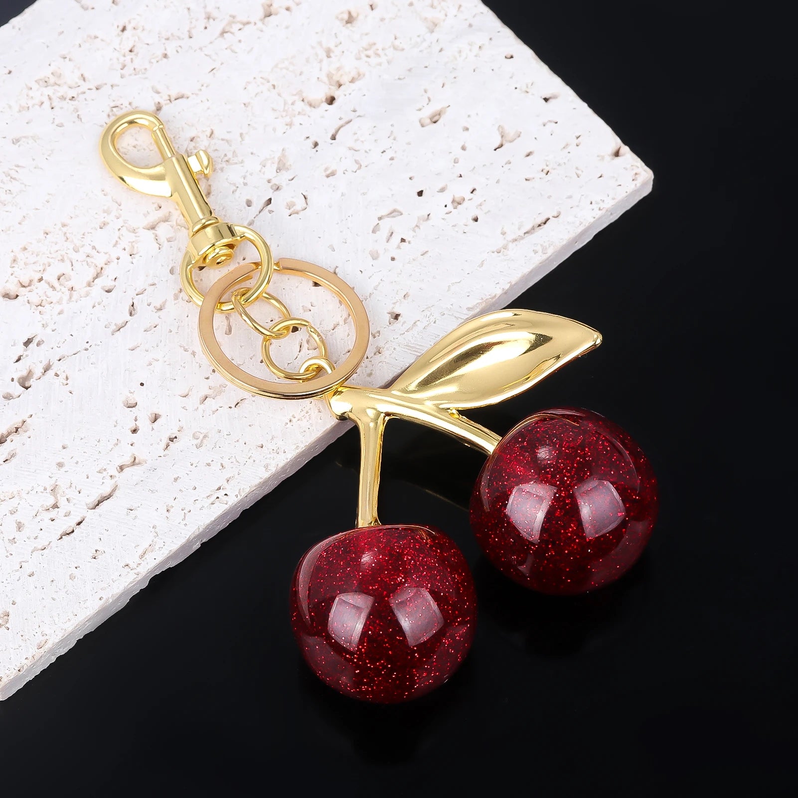 Handmade Gold Cherry Bag Charm