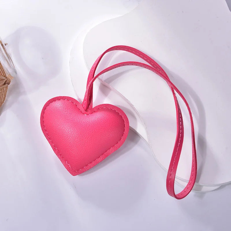 Handmade Heart Leather Bag Charm