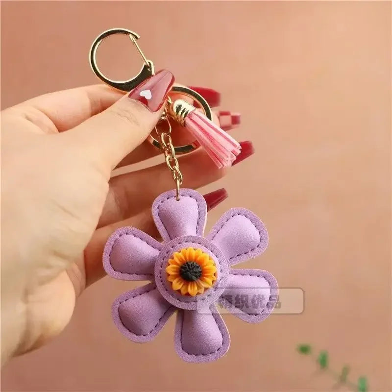 Sunflower Bag Charm Leather