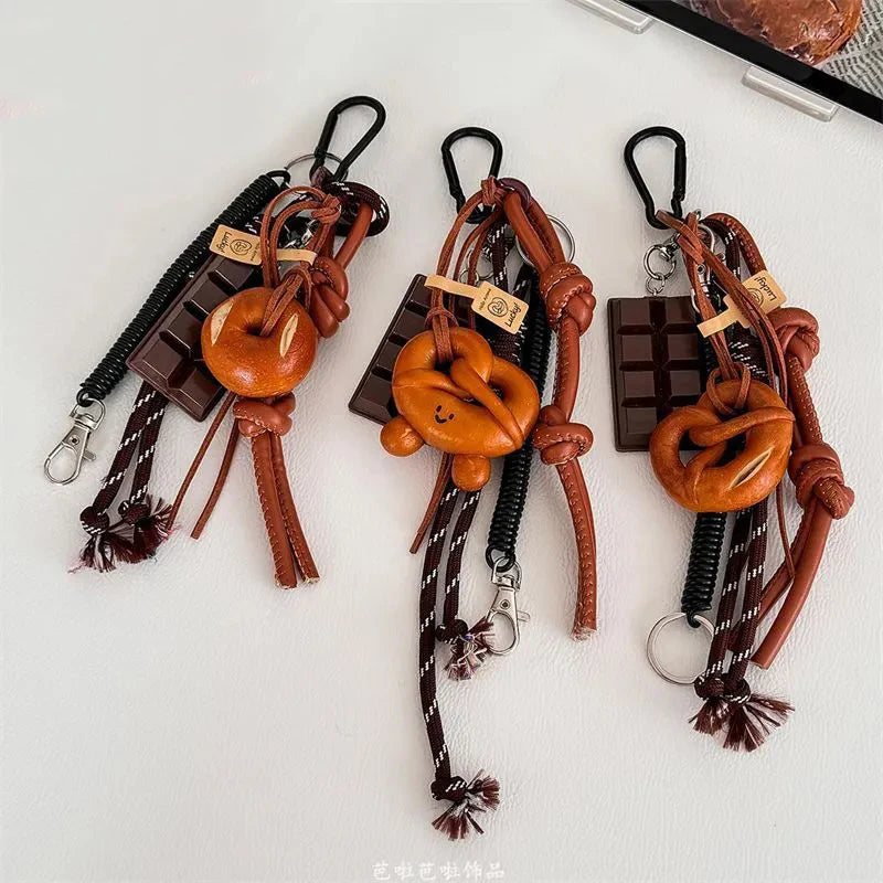 Smiling Pretzel Bag Charm Leather