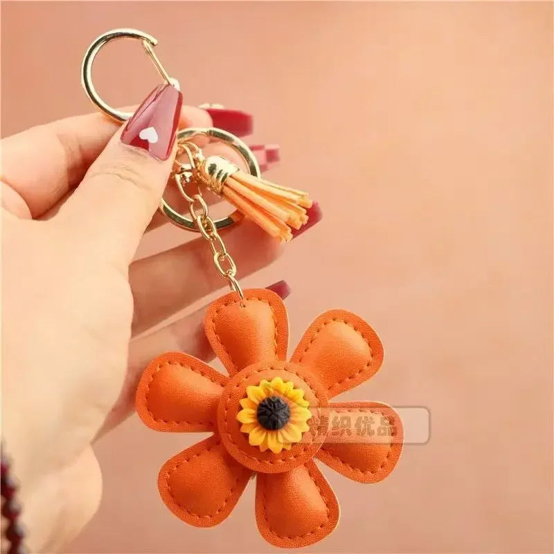 Sunflower Bag Charm Leather