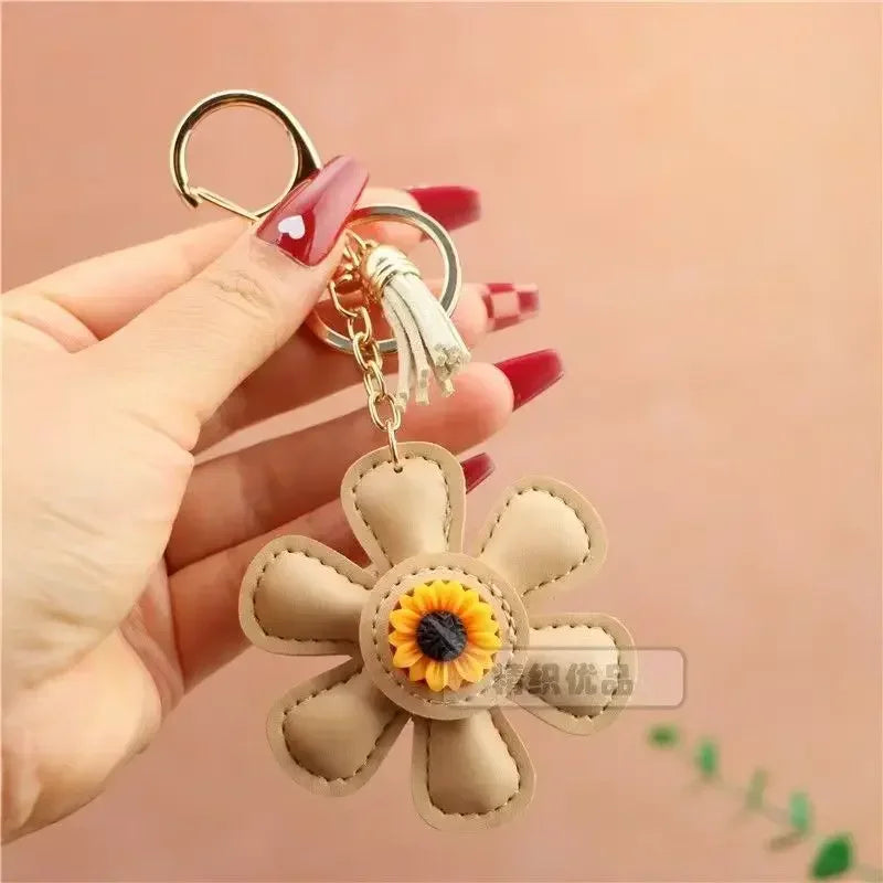 Sunflower Bag Charm Leather