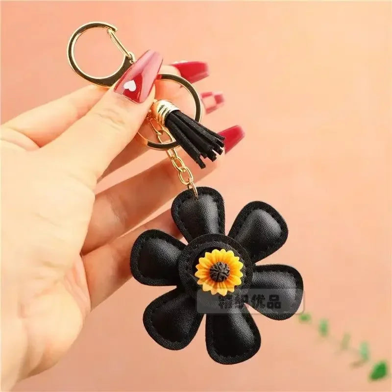 Sunflower Bag Charm Leather