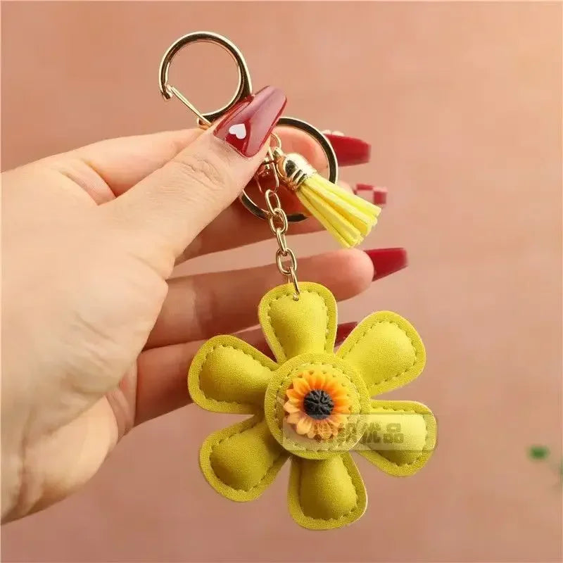 Sunflower Bag Charm Leather